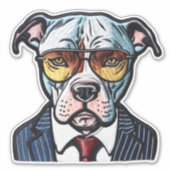 Pit Bull met pak en zonnebril digitale patch Sticker (Voorkant)