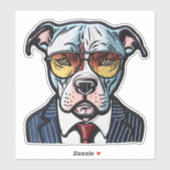 Pit Bull met pak en zonnebril digitale patch Sticker (Vel)