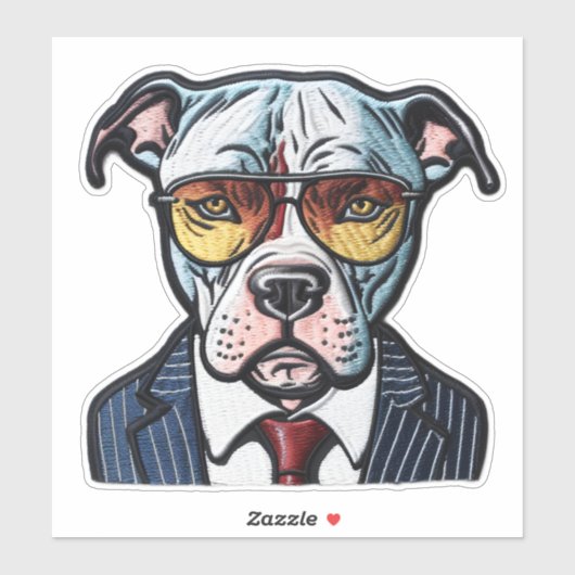Pit Bull met pak en zonnebril digitale patch Sticker (Vel)