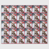  Pit Bull met Santa Hat Christmas Cadeaupapier (Vlak)