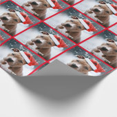  Pit Bull met Santa Hat Christmas Cadeaupapier (Hoek)