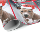  Pit Bull met Santa Hat Christmas Cadeaupapier (Rol Hoek)