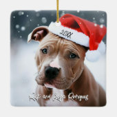 Pit Bull met Santa Hat Christmas Keramisch Ornament (Achterkant)