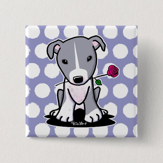 Pit Bull met ventilator Vierkante Button 5,1 Cm (Voorkant)