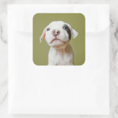 Pit Bull met zwarte gepotte oog Vierkante Sticker (Tas)