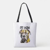 Pit Bull Moeder| Hondenliefhebber  Tote Bag (Achterkant)