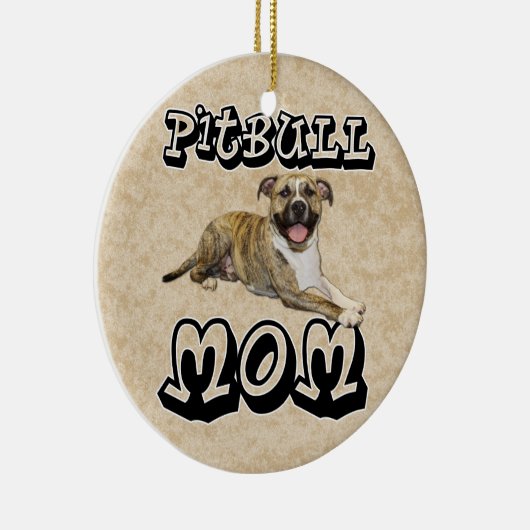 Pit Bull MOM - Groter Keramisch Ornament (Rechts)