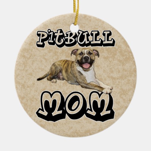 Pit Bull MOM - Groter Keramisch Ornament (Voorkant)