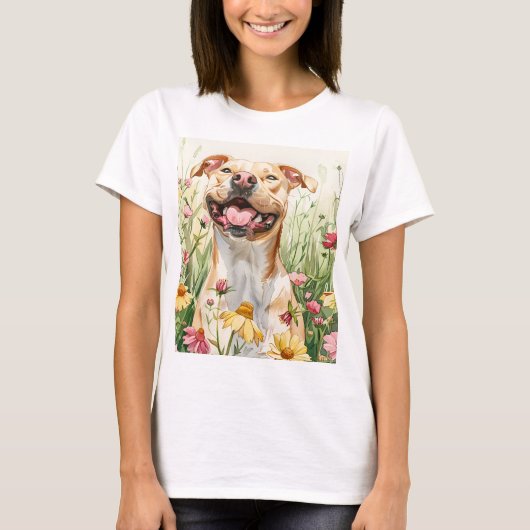 Pit Bull Mom Tee – Watercolor T-shirt (Voorkant)