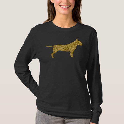 Pit Bull Pittie Pitbull Hond Gouden Glitter T-shirt (Voorkant)