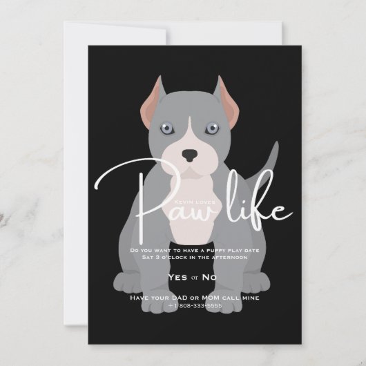 Pit bull play date-uitnodiging kaart (Voorkant)