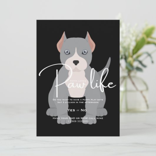 Pit bull play date-uitnodiging kaart (Staand voorkant)