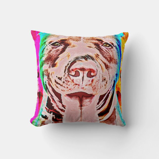Pit Bull Pop Art Kussen (Voorkant)