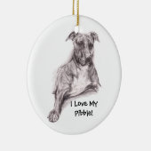 Pit Bull Portrait in Charcoal Keramisch Ornament (Rechts)