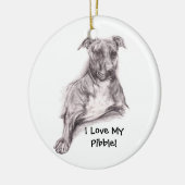 Pit Bull Portrait in Charcoal Keramisch Ornament (Links)