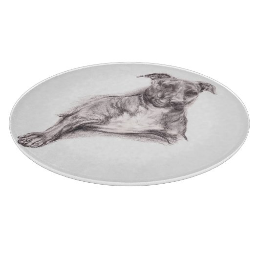 Pit Bull Portrait in Charcoal Snijplank (Hoek)