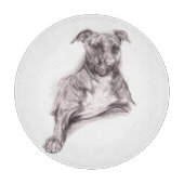 Pit Bull Portrait in Charcoal Snijplank (Voorkant)