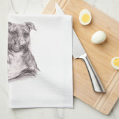 Pit Bull Portrait in Charcoal Theedoek (Quarter Fold)