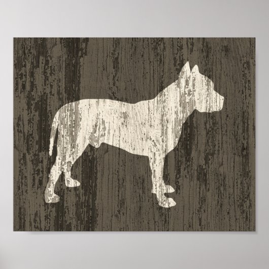 Pit Bull Poster Rustic Dog Art afdrukken (Voorkant)