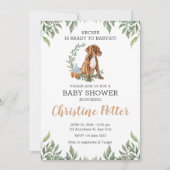 Pit bull Puppy Brown Boho Greenery Baby shower Kaart (Voorkant)