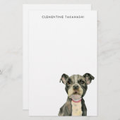 Pit Bull Puppy Dog Waterverf op maat Briefpapier (Voorkant / Achterkant)