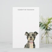 Pit Bull Puppy Dog Waterverf op maat Briefpapier (Staand voorkant)