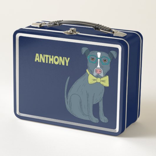 Pit Bull Puppy Dog Wearing Glassen Aangepast (Voorkant)