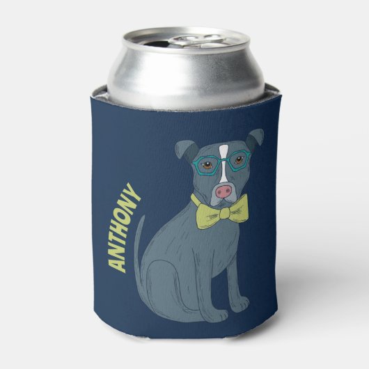 Pit Bull Puppy Dog Wearing Glassen Aangepast Blikjeskoeler (Blikje Voorkant)