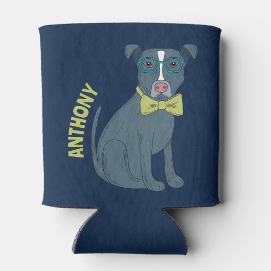 Pit Bull Puppy Dog Wearing Glassen Aangepast Blikjeskoeler (Achterkant)