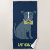 Pit Bull Puppy Dog Wearing Glassen Aangepast Strandlaken (Voorkant)