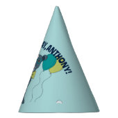 Pit Bull Puppy Dog Wearing Glasses with Balloons Feesthoedjes (Rechts)