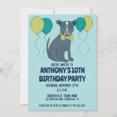 Pit Bull Puppy Dog Wearing Glasses with Balloons Kaart (Voorkant)