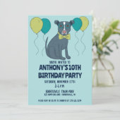 Pit Bull Puppy Dog Wearing Glasses with Balloons Kaart (Staand voorkant)