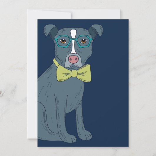 Pit Bull Puppy Dog Wearing Glasses with Balloons Kaart (Achterkant)