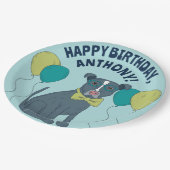Pit Bull Puppy Dog Wearing Glasses with Balloons Papieren Bordje (Gekanteld)