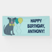 Pit Bull Puppy Dog Wearing Glasses with Balloons Spandoek (Horizontaal)