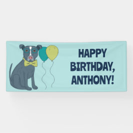 Pit Bull Puppy Dog Wearing Glasses with Balloons Spandoek