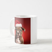 Pit Bull Puppy in Santa Hat Koffiemok (Voorkant links)
