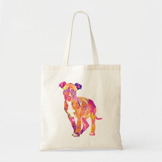 Pit Bull Puppy Pop Art Tas Waterverf (Voorkant)