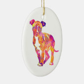 Pit Bull Puppy Pop Art Waterverf Ornament (Rechts)