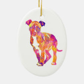 Pit Bull Puppy Pop Art Waterverf Ornament (Achterkant)
