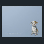 Pit Bull Puppy Sketch Tekening | Jouw namen toevoe Notitieblok<br><div class="desc">Dit werk werd gedaan met potloodtekening en dan digitaal gekleurd met een spuit en pastel. Het is een tekening van een pitbulppuppy die met een glimlach op zijn gezicht zit. Hij heeft een heel zachte blik op zijn gezicht. Hij is wit met bruine patronen.</div>