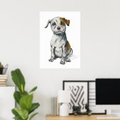 Pit Bull Puppy Sketch Tekening Poster (Thuiskantoor)