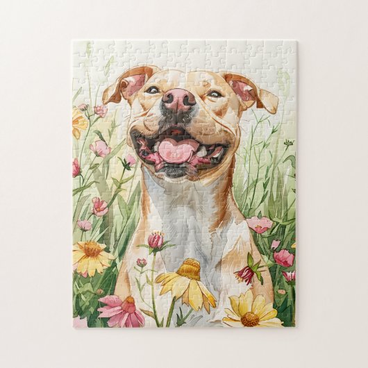 Pit Bull Puzzel – Waterverf Hond Fun (Verticaal)