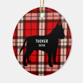 Pit Bull Red Black met kerstversiering Keramisch Ornament (Links)