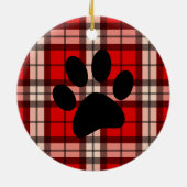 Pit Bull Red Black met kerstversiering Keramisch Ornament (Achterkant)