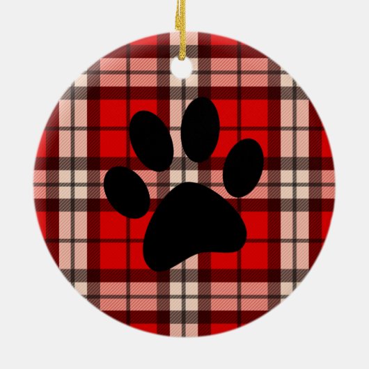 Pit Bull Red Black met kerstversiering Keramisch Ornament (Achterkant)