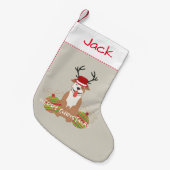 Pit Bull Reindeer (man) Merry Kerstmis Pet Kleine Kerstsok (Voorkant (Hangend))