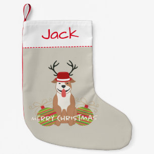Pit Bull Reindeer (man) Merry Kerstmis Pet Kleine Kerstsok