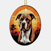Pit Bull Retro Sunset Dog Lover Keramisch Ornament (Rechts)
